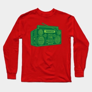 Boombox (Yellow Green Lines + Cadmium Green Drop Shadow) Analog / Music Long Sleeve T-Shirt